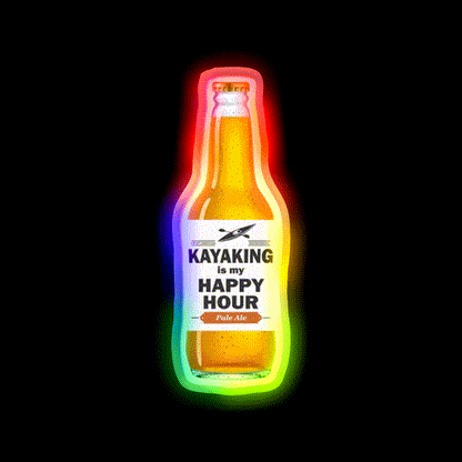 Kayaking Is My Happy Hour Whiskey Drink Bar Led Neon Sign Rgb Color - LED neon sign close-up detail