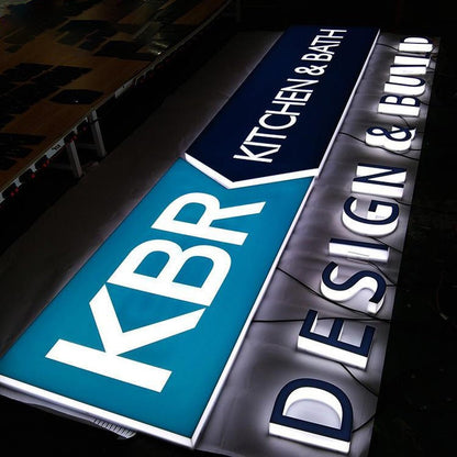 Kbr Kitchen And Bath Design 3D Front And Back Lit Letters Metal Led Sign - Shineneon