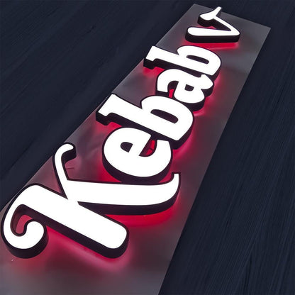 Kebab 3D Front And Back Lit Letters Metal Led Sign - Shineneon