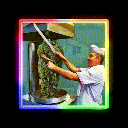 Kebab Special Hemp Inspired Green Leaf Led Neon Sign Rgb Color - LED neon sign close-up detail