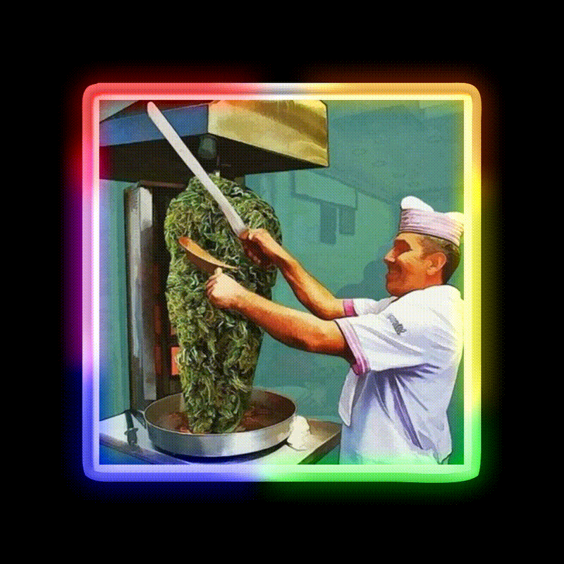 Kebab Special Hemp Inspired Green Leaf Led Neon Sign Rgb Color - LED neon sign close-up detail