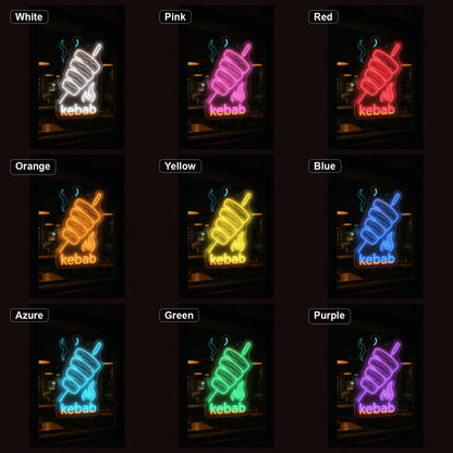 Kebab Spit LED Neon Sign Home Garage Wall Decoration color grid