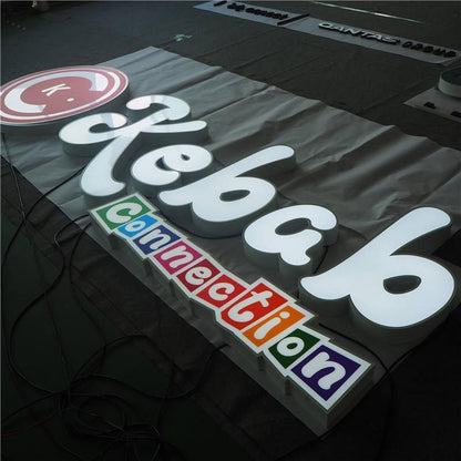 Kebab With Logo 3D Frontlit Letters Metal Led Sign - Shineneon