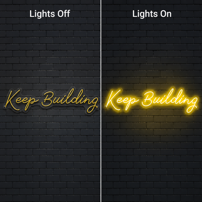 Keep Building Wall Decor LED Neon Sign - 06 Day Night Comparison