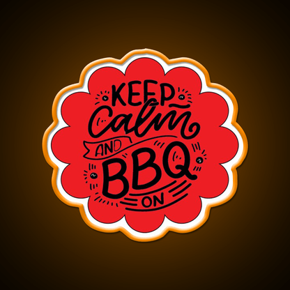 Keep Calm And Bbq On Red Cloud Design Man Cave Bar Led Neon Sign - Shineneon