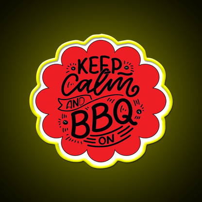 Keep Calm And Bbq On Red Cloud Design Man Cave Bar Led Neon Sign - Shineneon