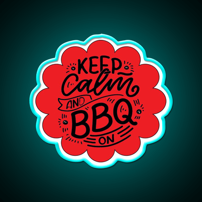 Keep Calm And Bbq On Red Cloud Design Man Cave Bar Led Neon Sign - Shineneon