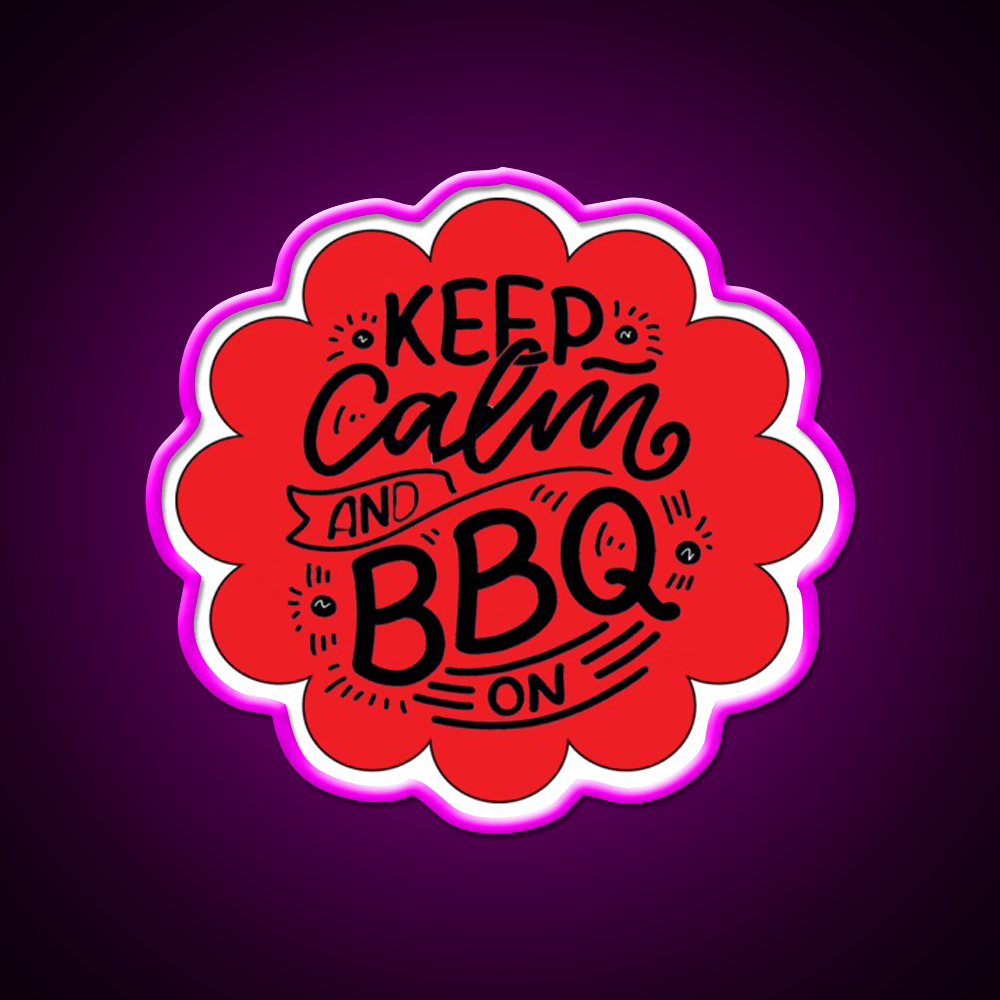 Keep Calm And Bbq On Red Cloud Design Man Cave Bar Led Neon Sign - Shineneon