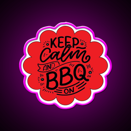 Keep Calm And Bbq On Red Cloud Design Man Cave Bar Led Neon Sign - Shineneon