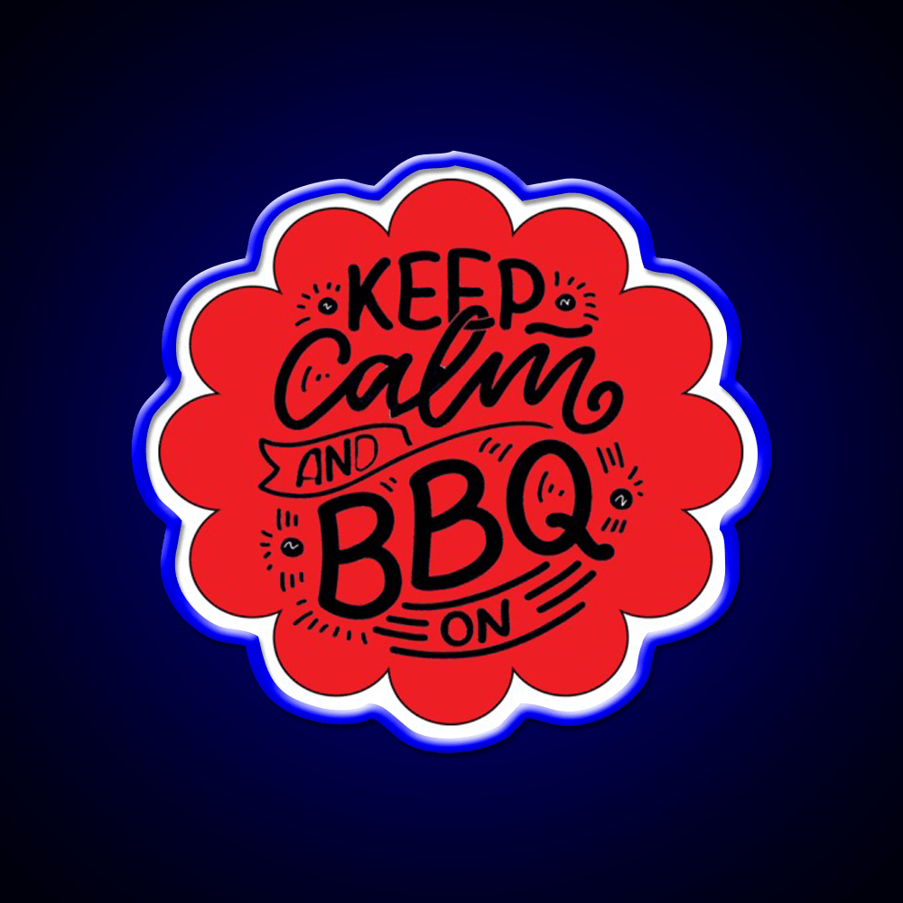 Keep Calm And Bbq On Red Cloud Design Man Cave Bar Led Neon Sign - Shineneon