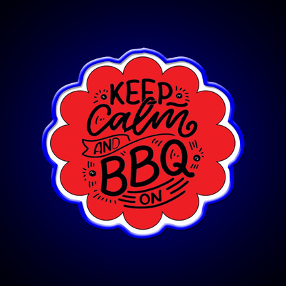 Keep Calm And Bbq On Red Cloud Design Man Cave Bar Led Neon Sign - Shineneon