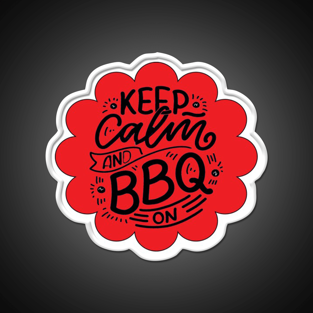 Keep Calm And Bbq On Red Cloud Design Man Cave Bar Led Neon Sign - Shineneon