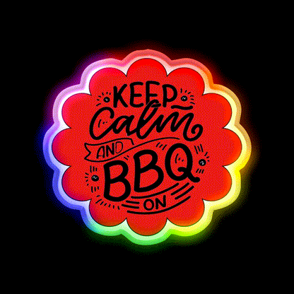 Keep Calm And Bbq On Red Cloud Design Man Cave Bar Led Neon Sign