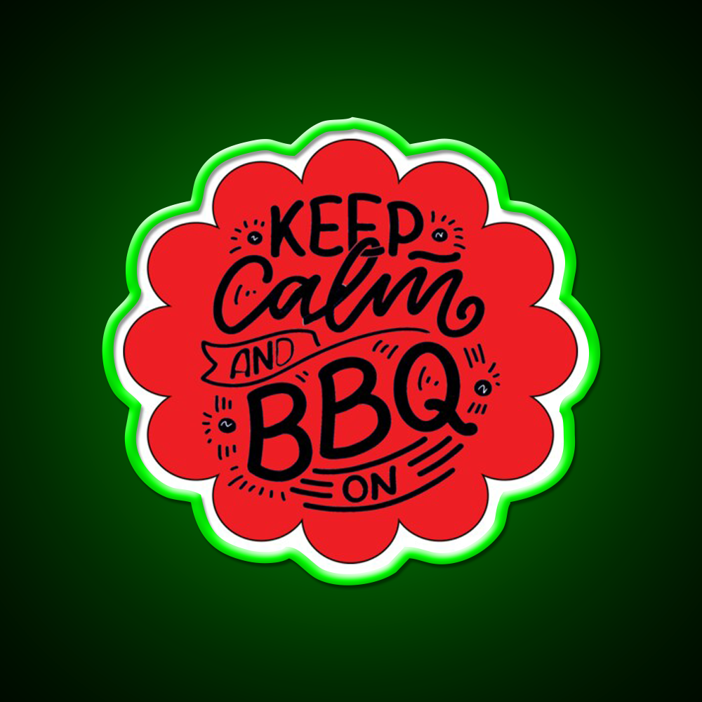 Keep Calm And Bbq On Red Cloud Design Man Cave Bar Led Neon Sign