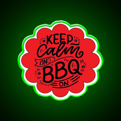 Keep Calm And Bbq On Red Cloud Design Man Cave Bar Led Neon Sign