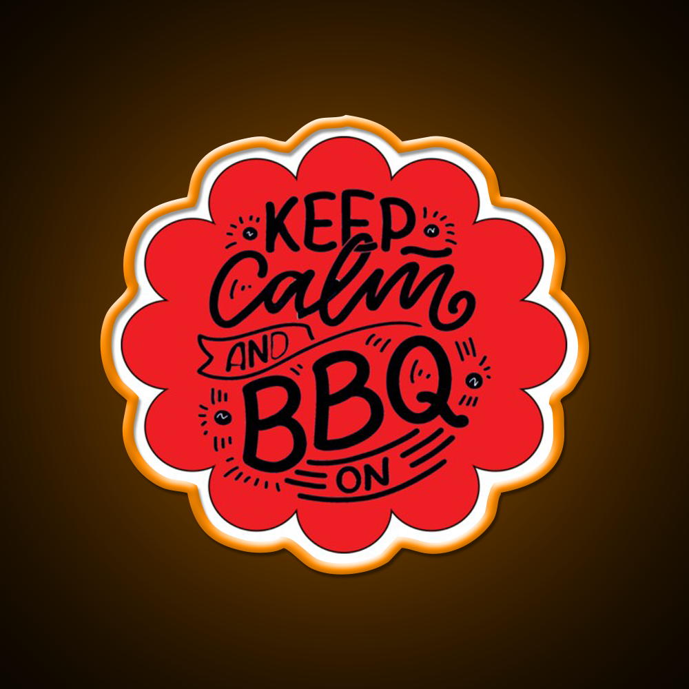 Keep Calm And Bbq On Red Cloud Design Man Cave Bar Led Neon Sign
