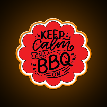 Keep Calm And Bbq On Red Cloud Design Man Cave Bar Led Neon Sign