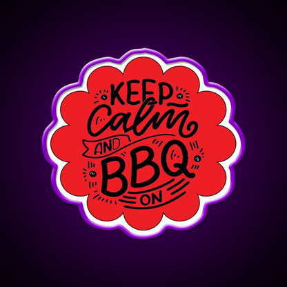 Keep Calm And Bbq On Red Cloud Design Man Cave Bar Led Neon Sign