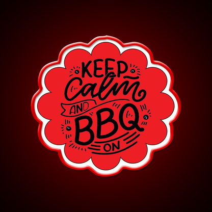 Keep Calm And Bbq On Red Cloud Design Man Cave Bar Led Neon Sign