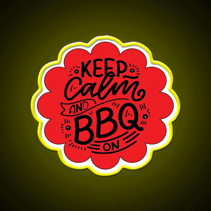 Keep Calm And Bbq On Red Cloud Design Man Cave Bar Led Neon Sign