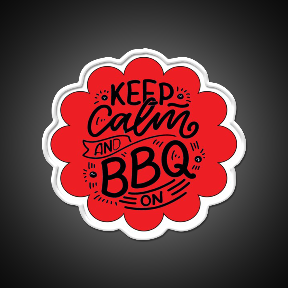 Keep Calm And Bbq On Red Cloud Design Man Cave Bar Led Neon Sign