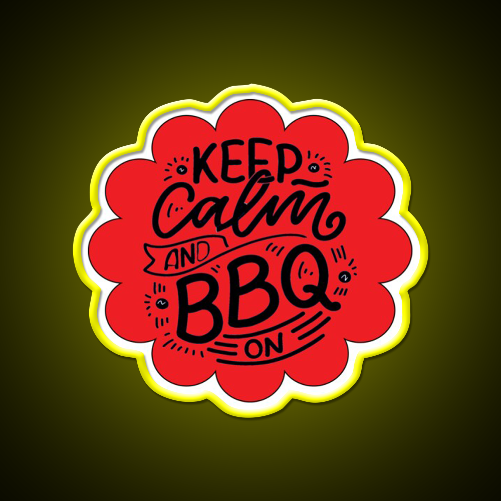 Keep Calm And Bbq On Red Cloud Design Man Cave Bar Led Neon Sign