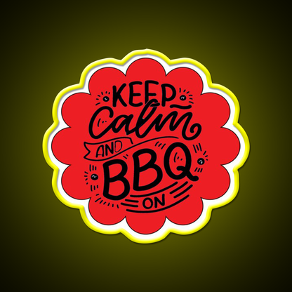 Keep Calm And Bbq On Red Cloud Design Man Cave Bar Led Neon Sign