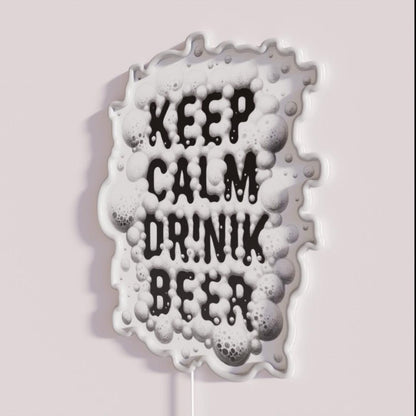 Keep Calm And Drink Beer Keep Calm Rgb Led Neon Sign - Neon sign mounted on wall in room