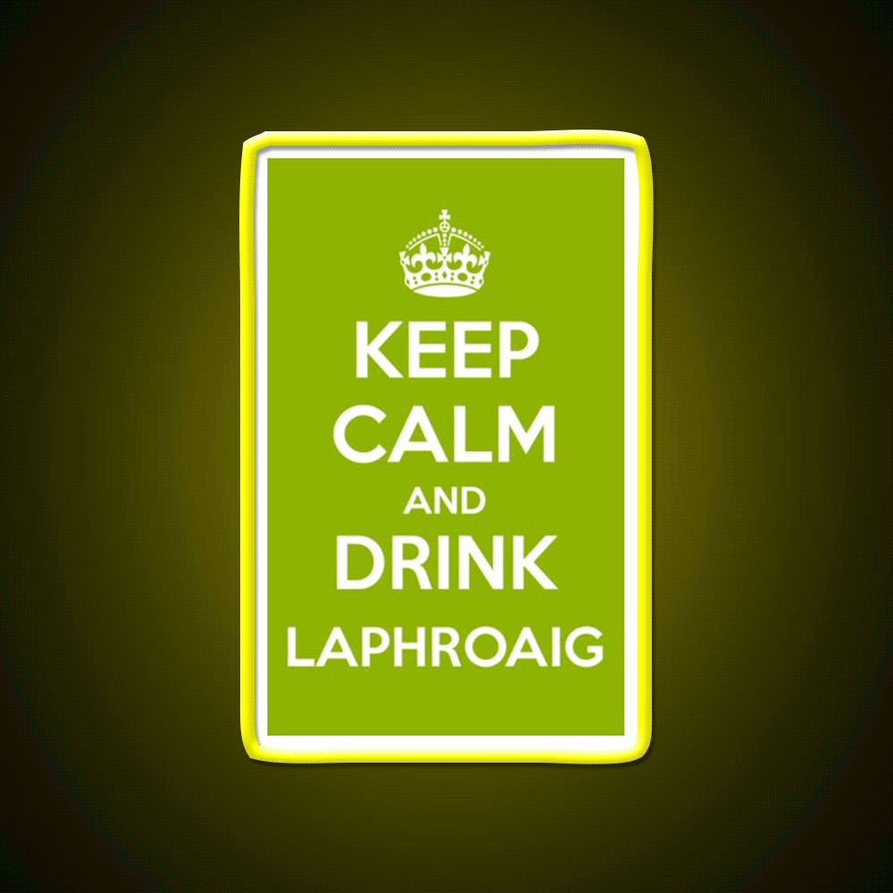 Keep Calm And Drink Laphroaig Islay Whisky Drink Bar Led Neon Sign Rgb Color