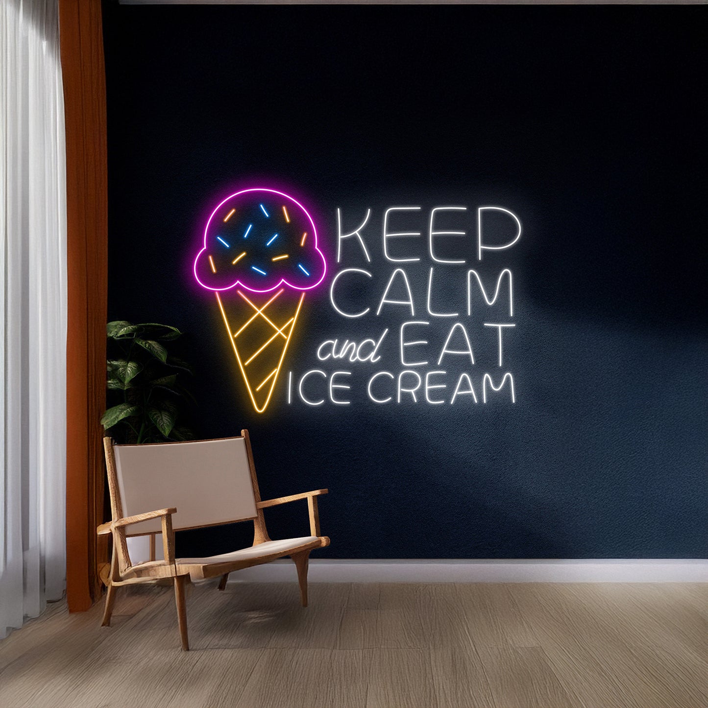 Keep Calm And Eat Ice Cream Neon Sign