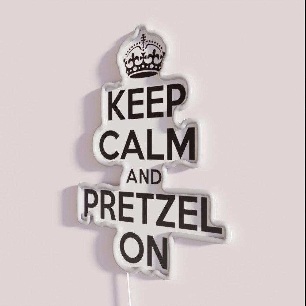 Keep Calm And Pretzel On Rgb Led Neon Sign - Neon sign mounted on wall in room