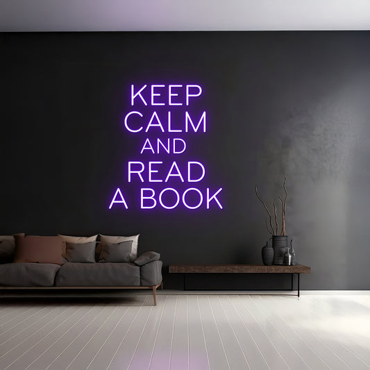 Keep Calm And Read A Book Neon Sign