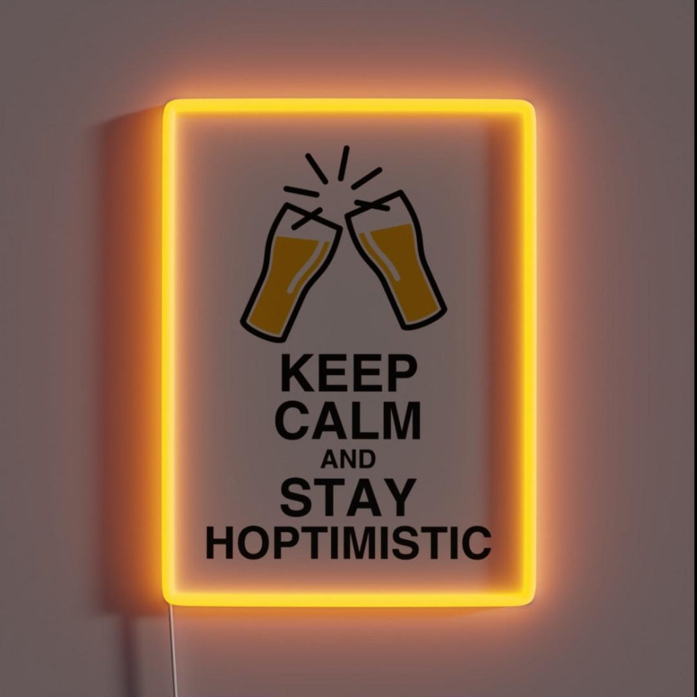 Keep Calm And Stay Hoptimistic Rgb Led Neon Sign - Custom LED neon sign front view