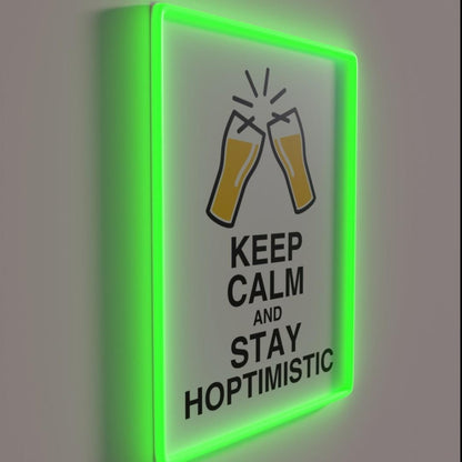 Keep Calm And Stay Hoptimistic Rgb Led Neon Sign - LED neon sign close-up detail