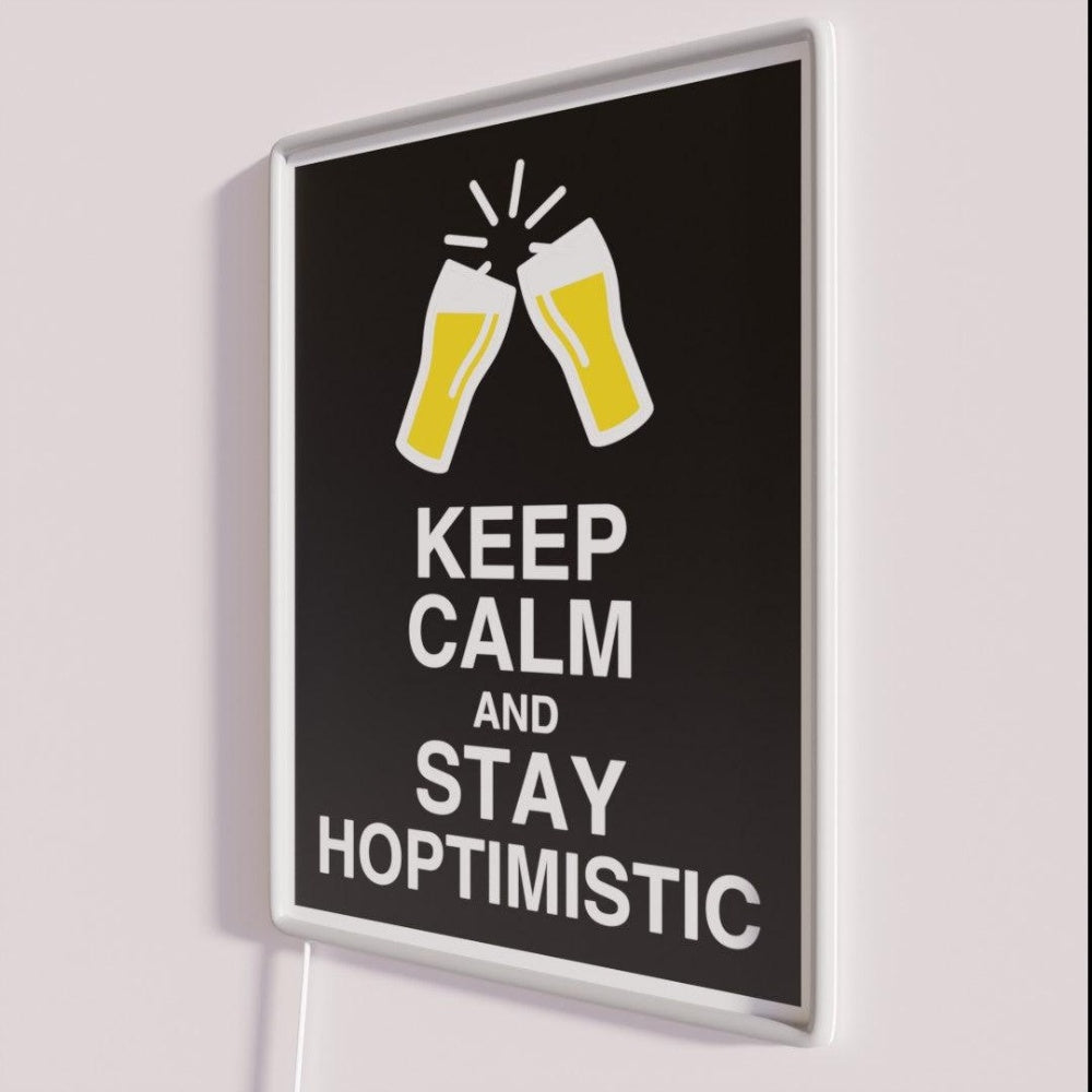Keep Calm And Stay Hoptimistic Rgb Led Neon Sign Bar Wall Decor - Neon sign mounted on wall in room