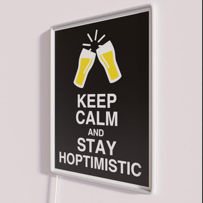 Keep Calm And Stay Hoptimistic Rgb Led Neon Sign Bar Wall Decor - Neon sign mounted on wall in room
