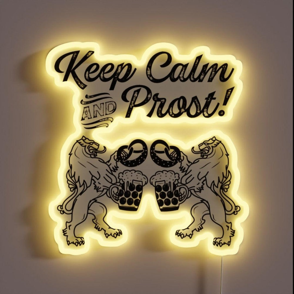 Keep Calm Bavarian Lions Rgb Led Neon Sign - Custom LED neon sign front view