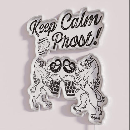 Keep Calm Bavarian Lions Rgb Led Neon Sign - Neon sign mounted on wall in room