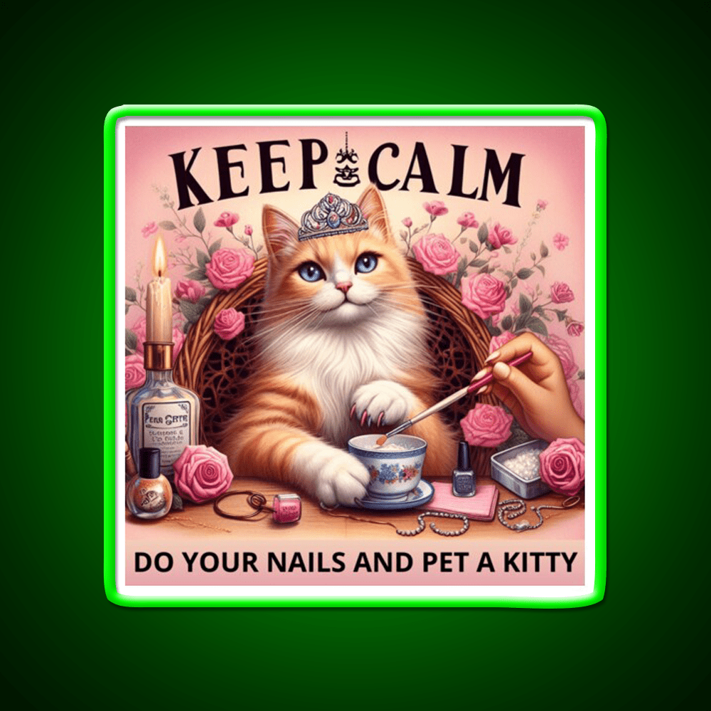 Keep Calm Do Your Nails And Pet A Kitty Nail Salon Led Neon Sign Rgb Color - Shineneon
