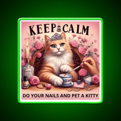Keep Calm Do Your Nails And Pet A Kitty Nail Salon Led Neon Sign Rgb Color - Shineneon