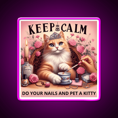 Keep Calm Do Your Nails And Pet A Kitty Nail Salon Led Neon Sign Rgb Color - Shineneon