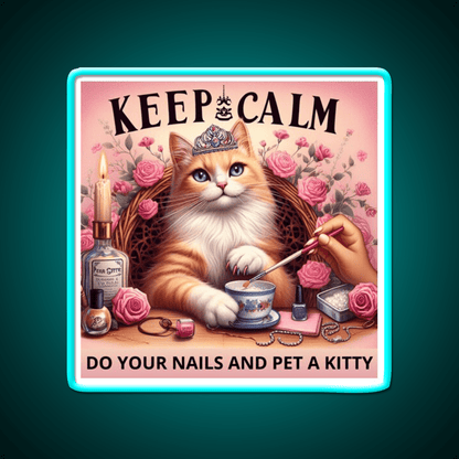 Keep Calm Do Your Nails And Pet A Kitty Nail Salon Led Neon Sign Rgb Color - Shineneon