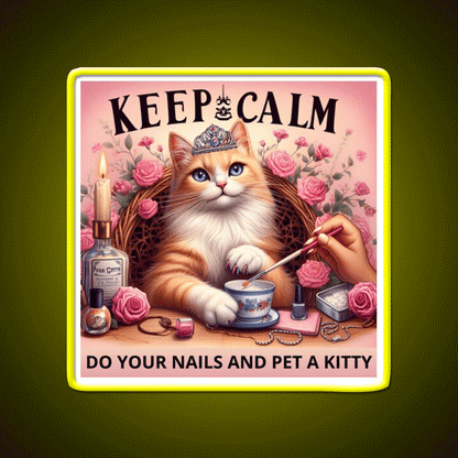 Keep Calm Do Your Nails And Pet A Kitty Nail Salon Led Neon Sign Rgb Color - Custom LED neon sign front view
