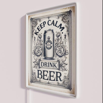 Keep Calm Drink Beer Keep Calm Rgb Led Neon Sign - Neon sign mounted on wall in room