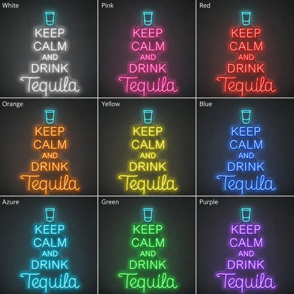 Keep Calm Drink Tequila Neon Sign LED Neon Sign color grid