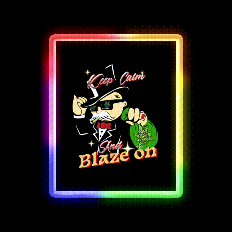 Keep Calm2 Hemp Inspired Green Leaf Led Neon Sign Rgb Color - LED neon sign close-up detail