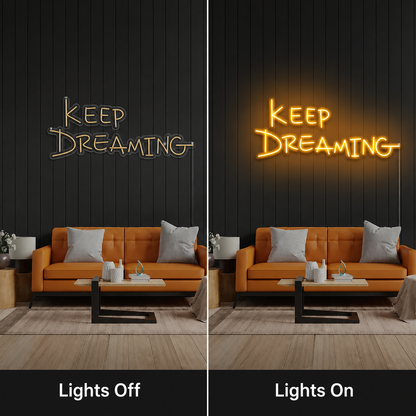 Keep Dreaming Room Decor LED Neon Sign - 06 Day Night Comparison