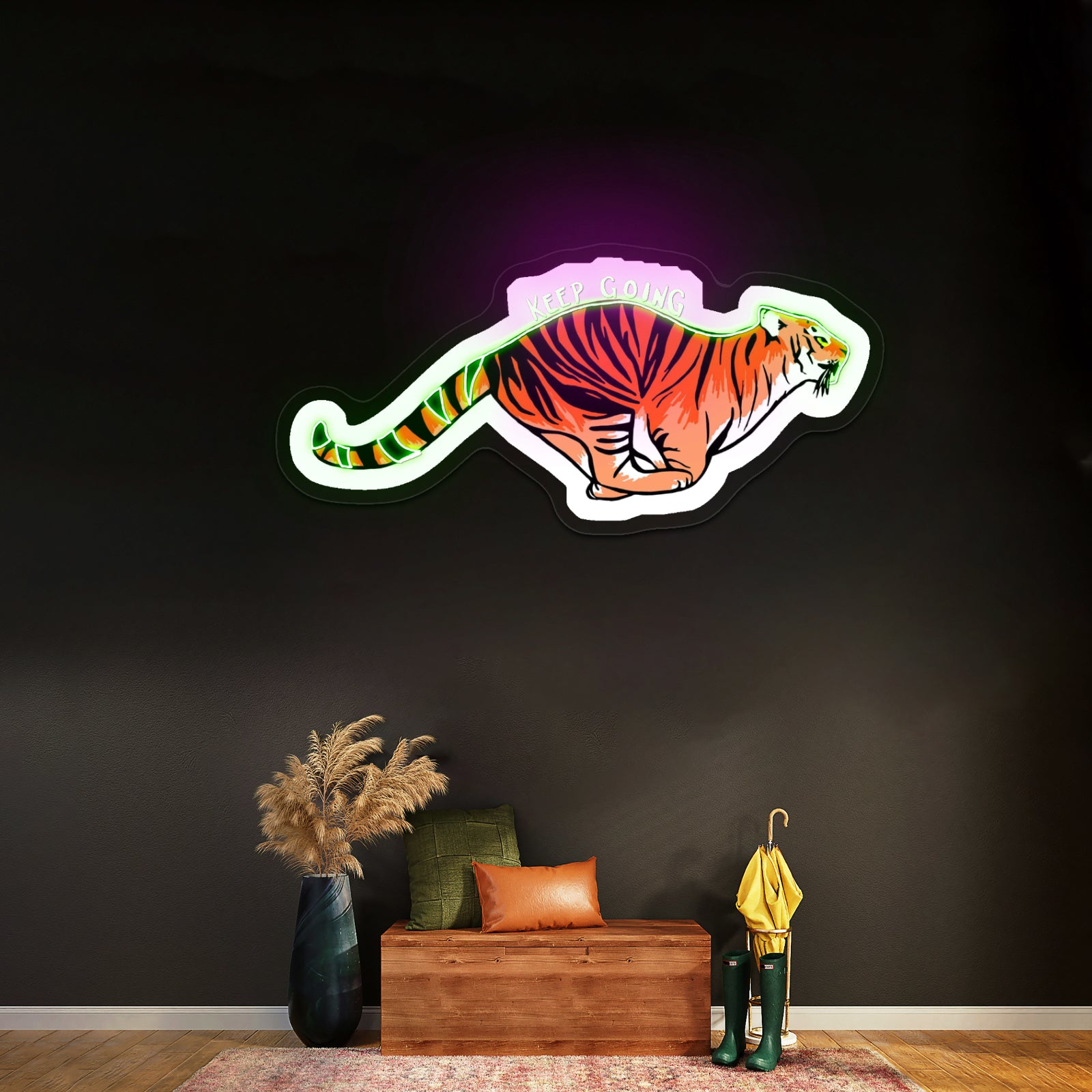 Keep Going Tiger Artwork Led Neon