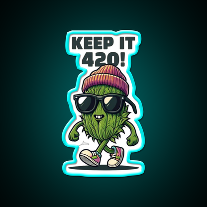 Keep It 420 Cool Walking Nug Hemp Inspired Green Leaf Led Neon Sign Rgb Color - Size and dimension reference