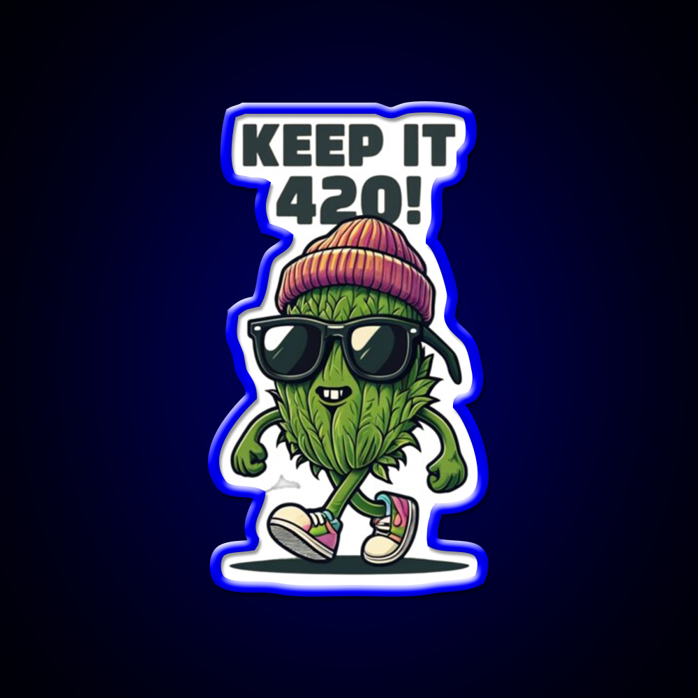 Keep It 420 Cool Walking Nug Hemp Inspired Green Leaf Led Neon Sign Rgb Color - LED neon sign view 5